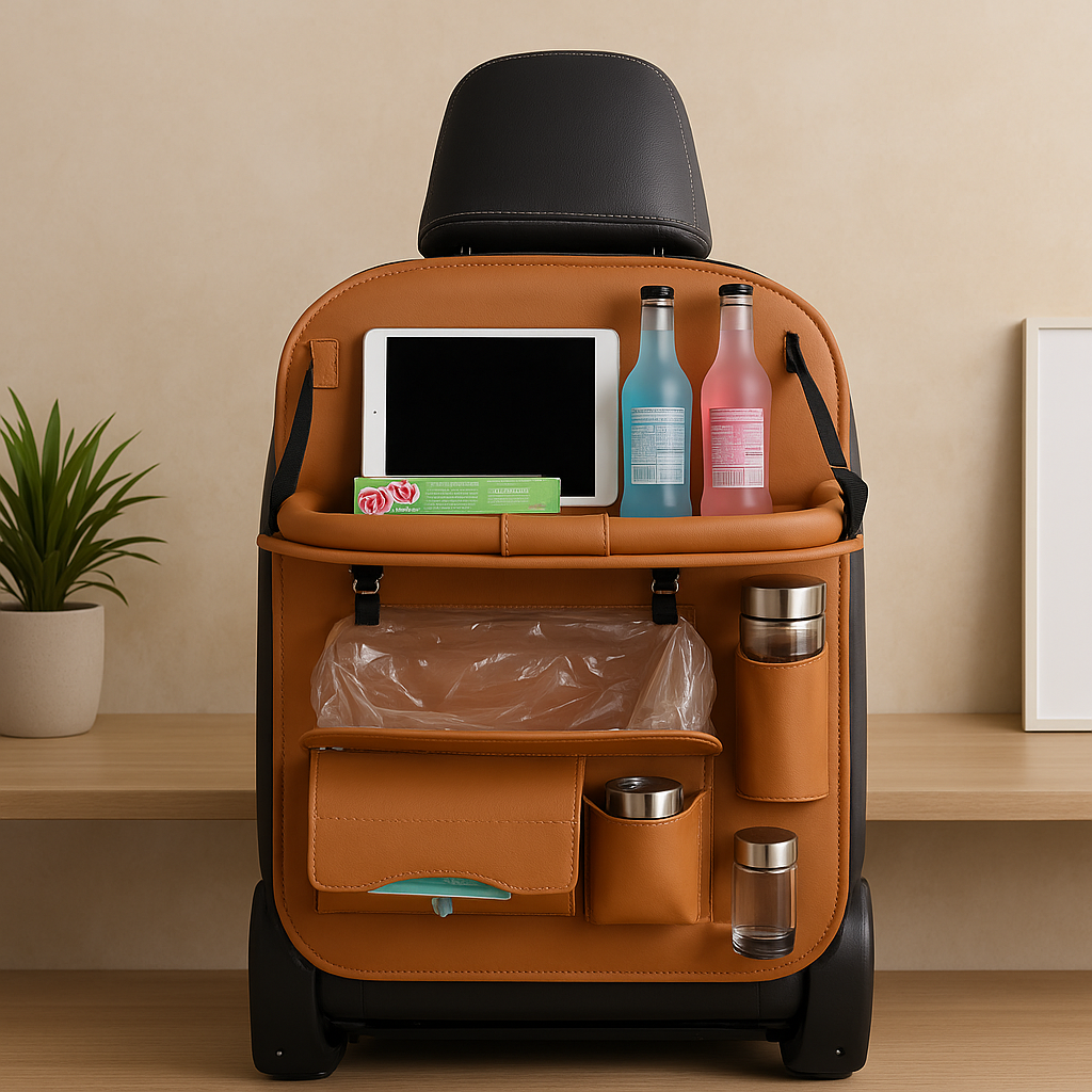 Leather Car Seat Organizer with Tray